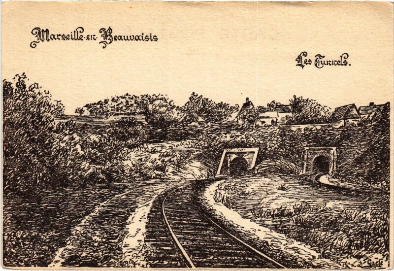 Carte postale ancienne Marseille-en-Beauvais Les Tunnels à Beauvais