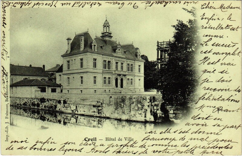 Carte postale ancienne Creil hotel de Ville à Creil