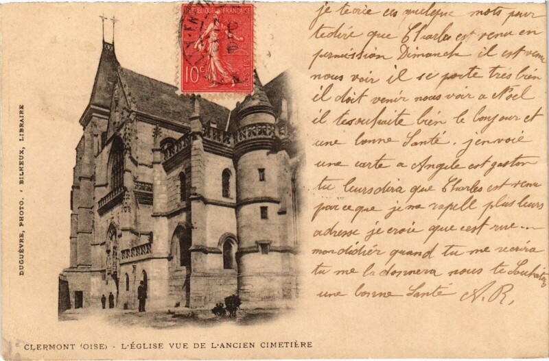 Carte postale ancienne Clermont Eglise à Clermont