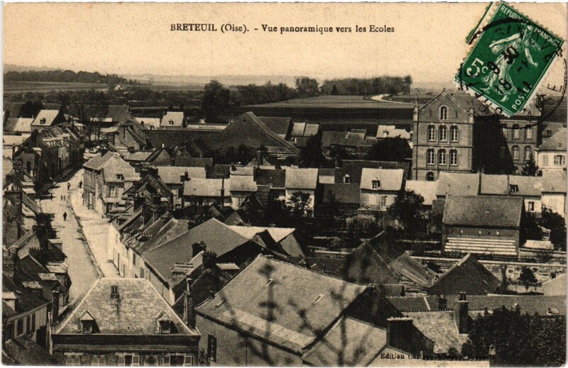 Carte postale ancienne Breteuil vue panoramique à Breteuil