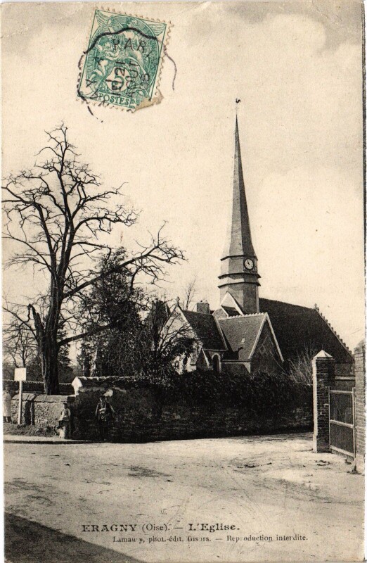 Carte postale ancienne Eragny Eglise