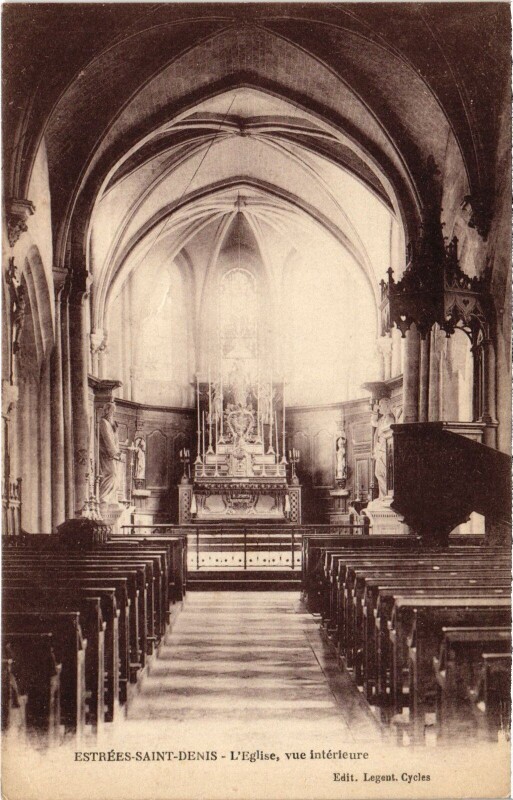 Carte postale ancienne Estrées-Saint-Denis Eglise interieur à Estrées-Saint-Denis