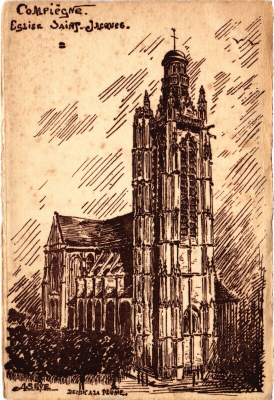 Carte postale ancienne Compiegne Eglise Saint-Jacques