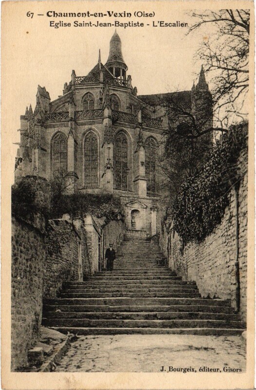 Carte postale ancienne Chaumont-en-Vexin Eglise Saint-Jean-Baptiste Escalier à Chaumont-en-Vexin