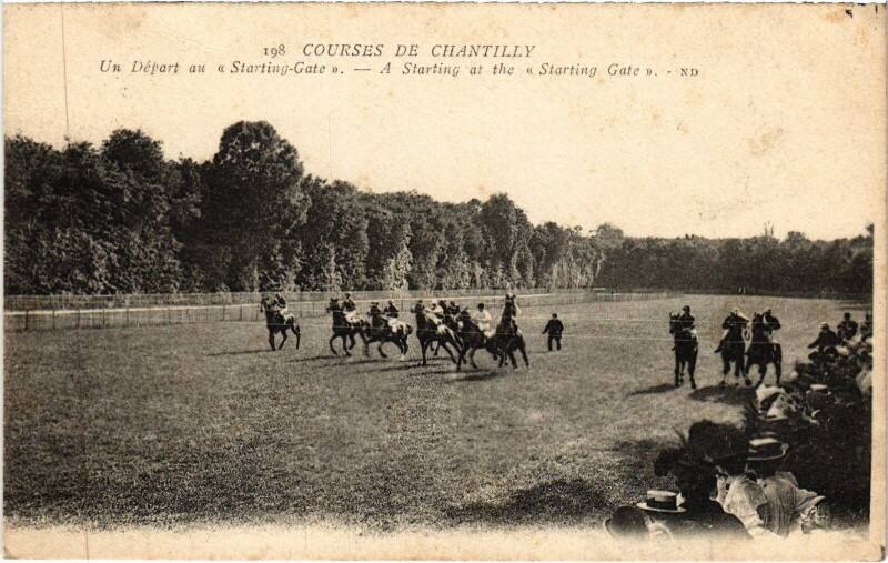 Carte postale ancienne Courses de Choisy-au-Bac Starting-gate à Choisy-au-Bac