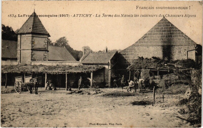Carte postale ancienne Attichy Ferme des Navets Cuisines Guerre à Attichy