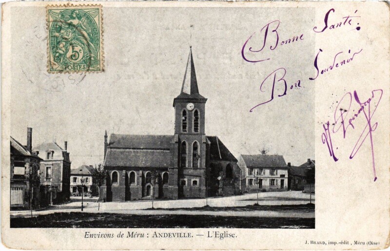 Carte postale ancienne Andeville Eglise à Andeville