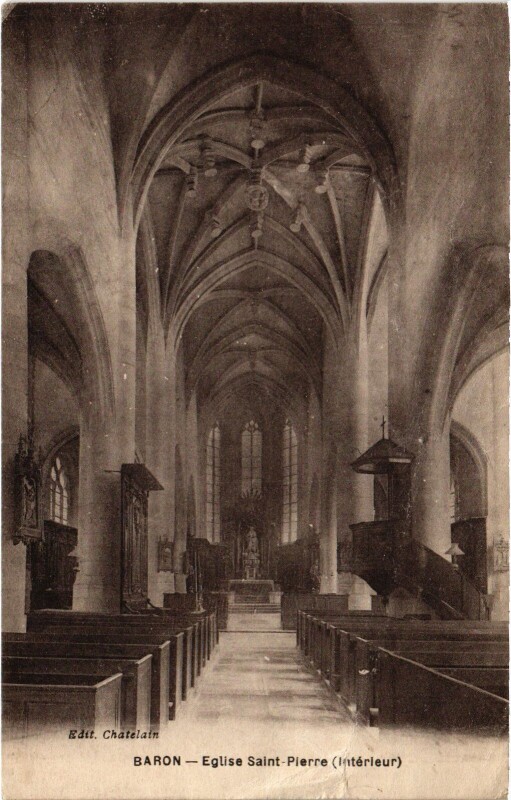 Carte postale ancienne Baron Eglise Saint-Pierre interieur à Baron