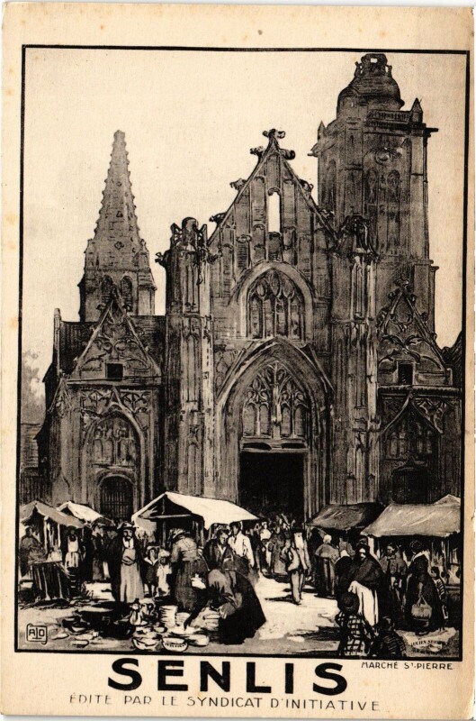 Carte postale ancienne Senlis Eglise Saint-Pierre à Senlis