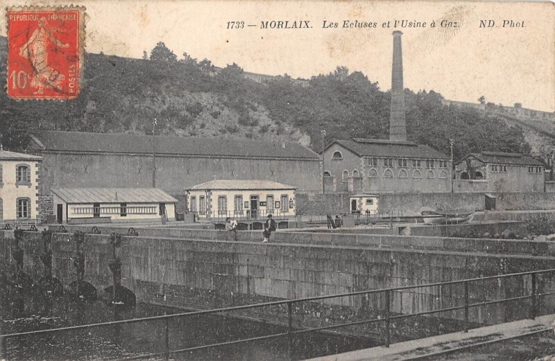 Carte postale ancienne Morlaix - Les Ecluses Et L'Usine A Gaz à Morlaix