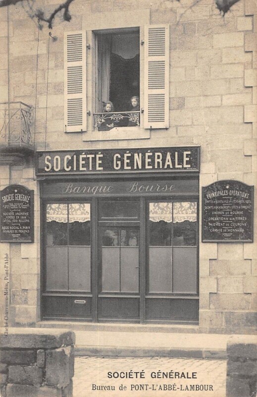 Carte postale ancienne Bureau De Pont L'Abbe Lambour - Societe Generale - Banque - Bourse