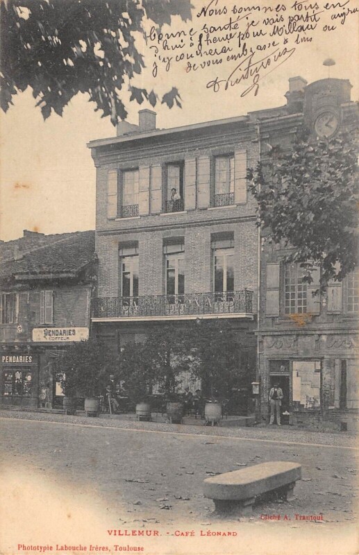 Carte postale ancienne Villemur - Cafe Leonard
