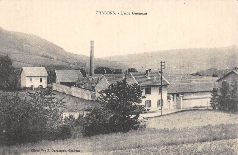Carte postale ancienne Chabons - Usine Gueneau - cliché rare