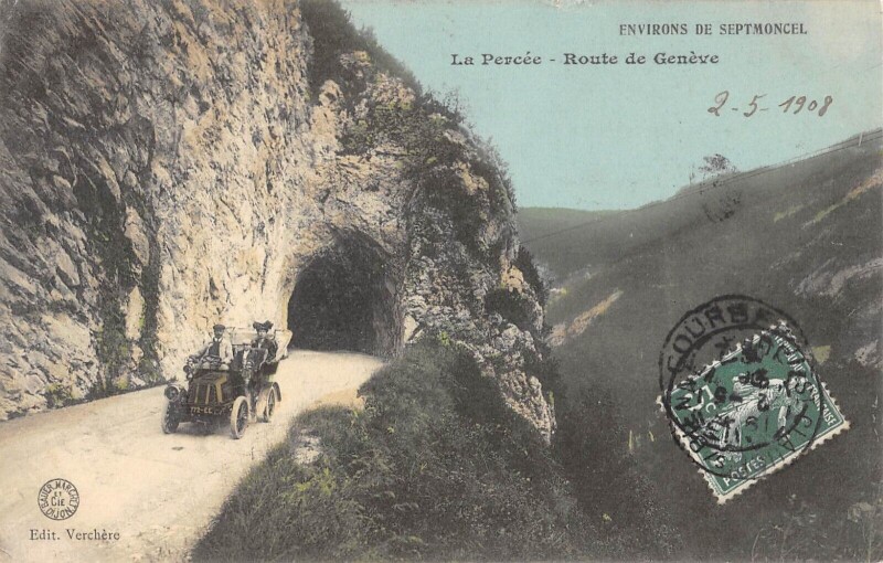 Carte postale ancienne La Percee - Route De Geneve - cliché rare