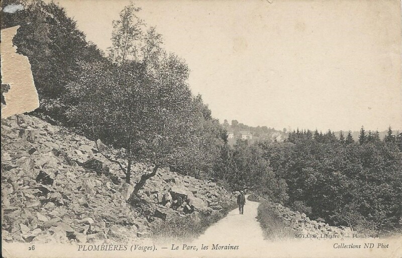 Carte postale ancienne Plombières - Le Parc, les Moraines à Plombières-les-Bains
