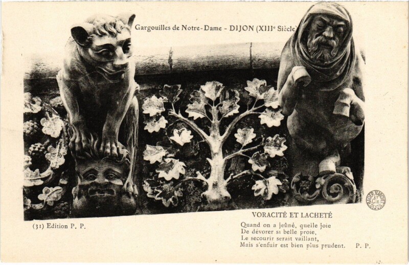 Carte postale ancienne Dijon Gargouilles de Notre Dame France à Dijon