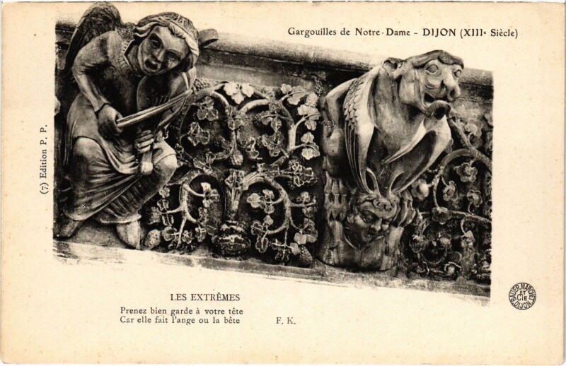 Carte postale ancienne Dijon Gargouilles de Notre Dame France à Dijon