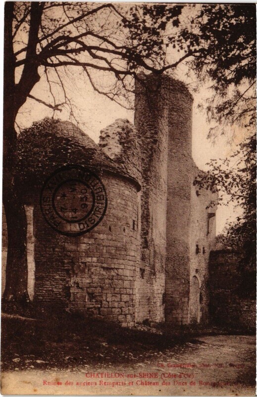 Carte postale ancienne Chatillon s Seine Ruines des anciens Remparts et Chateau France