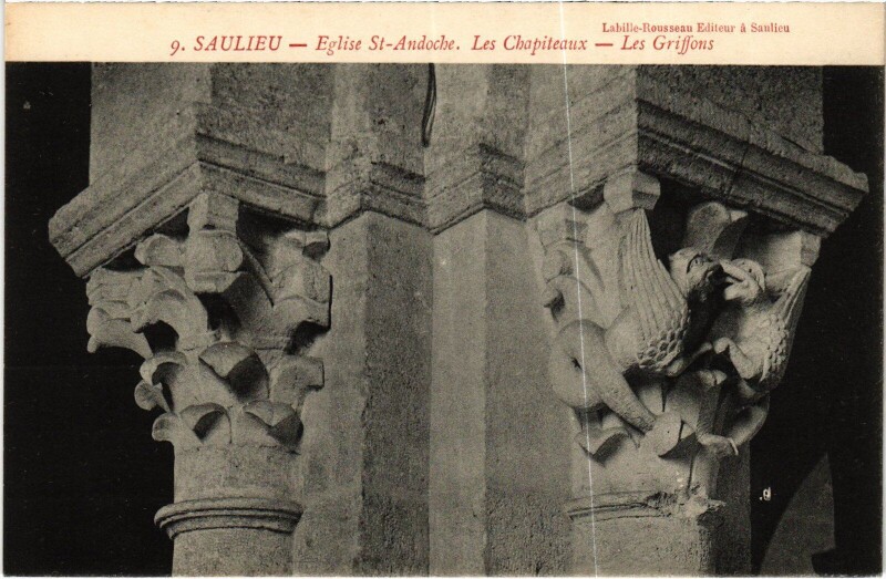 Carte postale ancienne Saulieu Eglise Saint-Andoche, Les Chapiteaux France à Saulieu