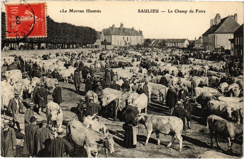 Carte postale ancienne Saulieu Le Champ de Foire France à Saulieu