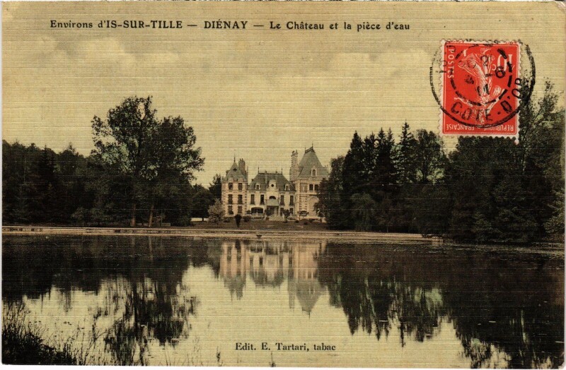 Carte postale ancienne Is-Sur-Tille Le Chateau et la piece d'Eau France à Is-sur-Tille
