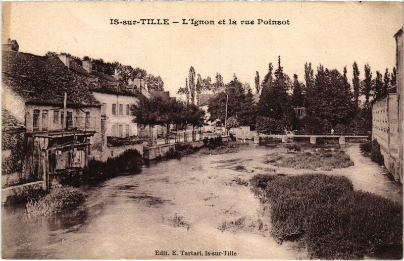 Carte postale ancienne Is-Sur-Tille L'Ignon et la Rue Poinsot France à Is-sur-Tille