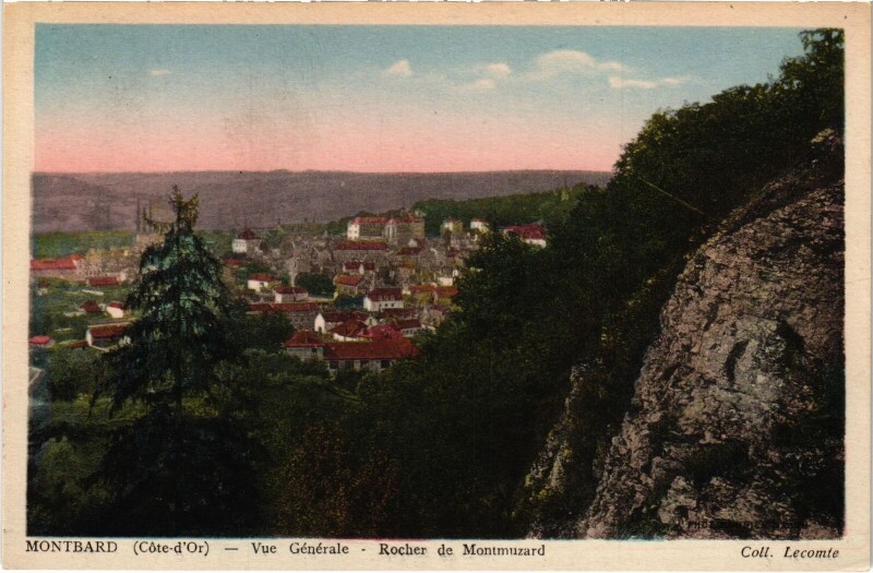 Carte postale ancienne Montbard Vue Generale-Rocher de Montmuzard France à Montbard
