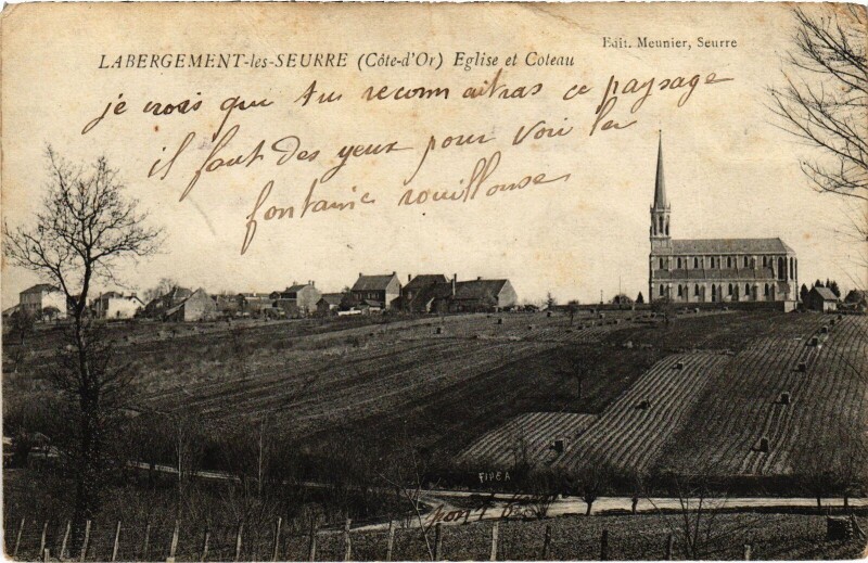 Carte postale ancienne Labergement-les-Seurre Eglise et Coteau France à Seurre