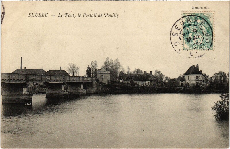 Carte postale ancienne Seurre Le Pont, le Portail de Pouilly France à Seurre