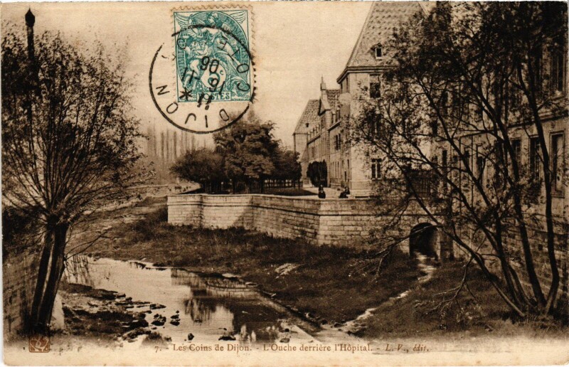 Carte postale ancienne Dijon L'Ouche derriere l'Hopital France à Dijon