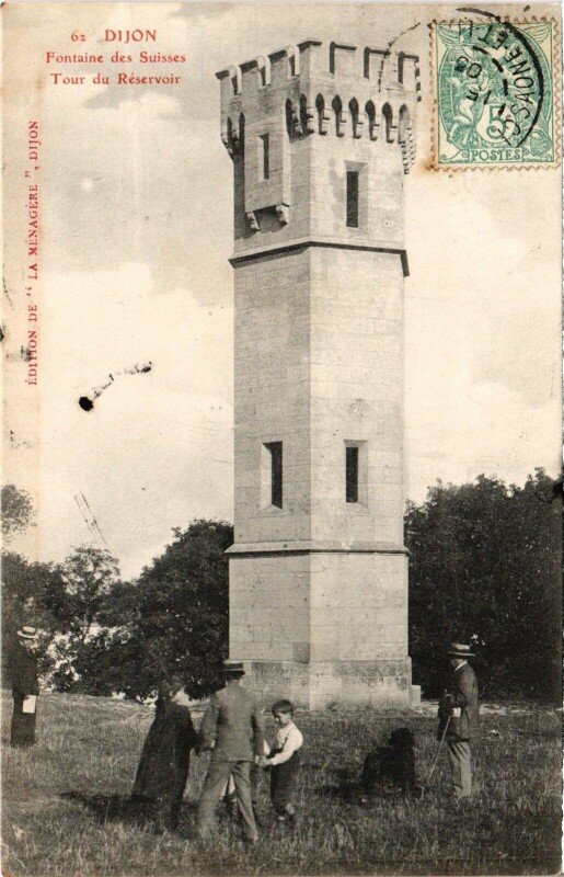 Carte postale ancienne Dijon Fontaine des Suisses Tour du Reservoir France à Dijon