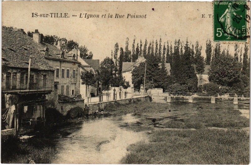 Carte postale ancienne Is-Sur-Tille L'Ignon et la Rue Poinsot France à Is-sur-Tille