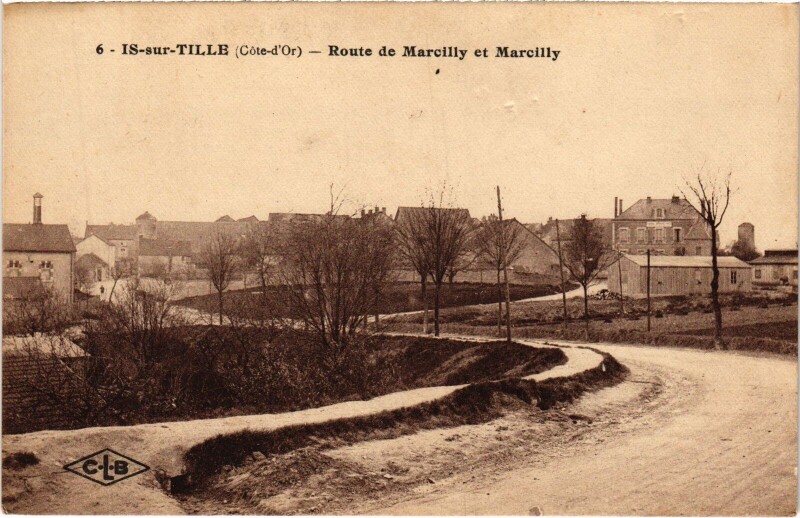Carte postale ancienne Is-Sur-Tille Route de Marcilly et Marcilly France à Is-sur-Tille