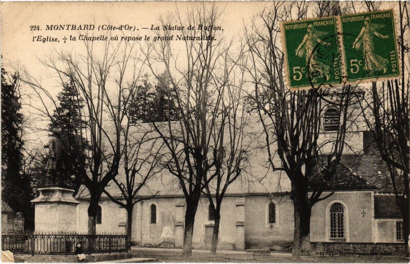 Carte postale ancienne Montbard La Statue de Buffon France à Buffon
