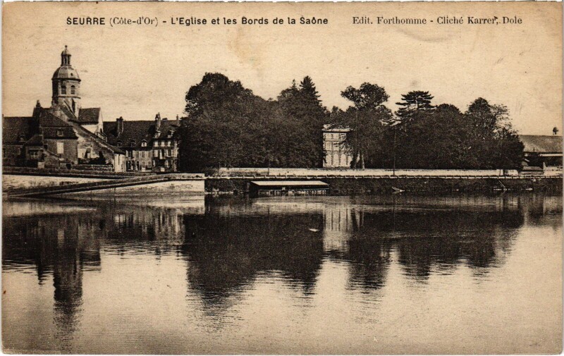 Carte postale ancienne Seurre L'Eglise et les Bords France à Seurre