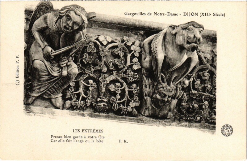 Carte postale ancienne Dijon Gargouilles de Notre Dame France à Dijon