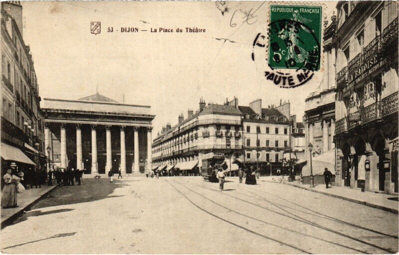 Carte postale ancienne Dijon La Place du Theatre France à Dijon