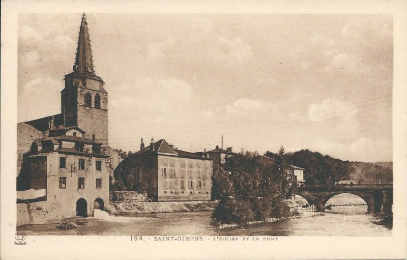 Carte postale ancienne L'Eglise et le pont à Saint-Girons