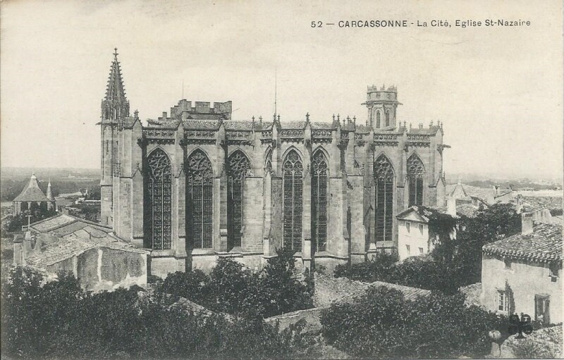 Carte postale ancienne La Cité, Eglise St-Nazaire à Carcassonne