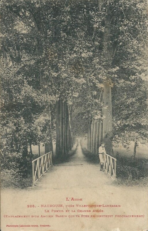 Carte postale ancienne Naurouze - Le Pontil et la Grande Allée à Montferrand