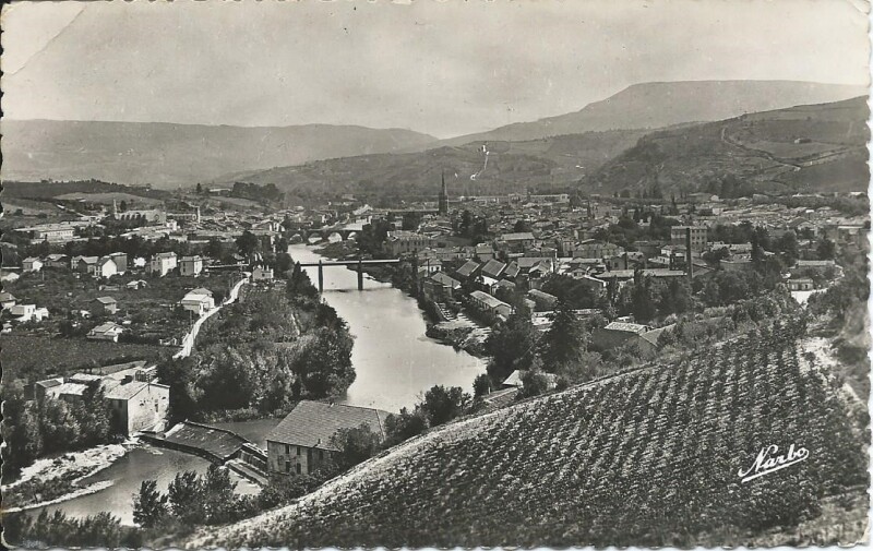 Carte postale ancienne Vue générale - Les Trois Ponts à Limoux