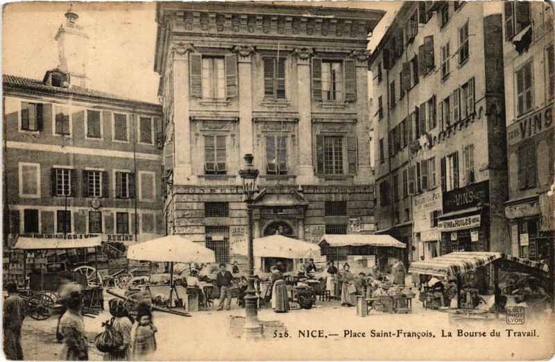 Carte postale ancienne Nice Place Saint-Francois Bourse du Travail