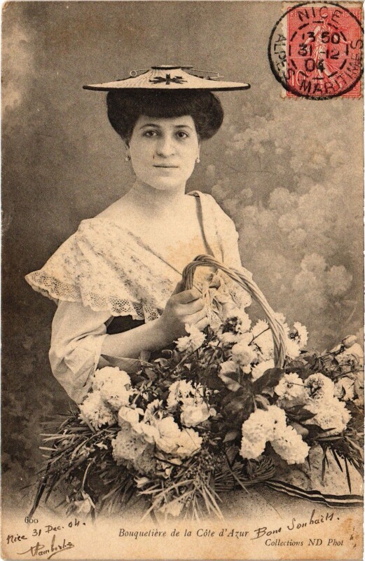 Carte postale ancienne Cote d'Azur Bouquetiere