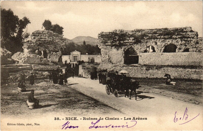 Carte postale ancienne Nice ruines de Cimiez Les Arenes