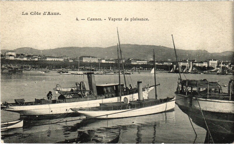 Carte postale ancienne Cannes vapeur de plaisance à Cannes