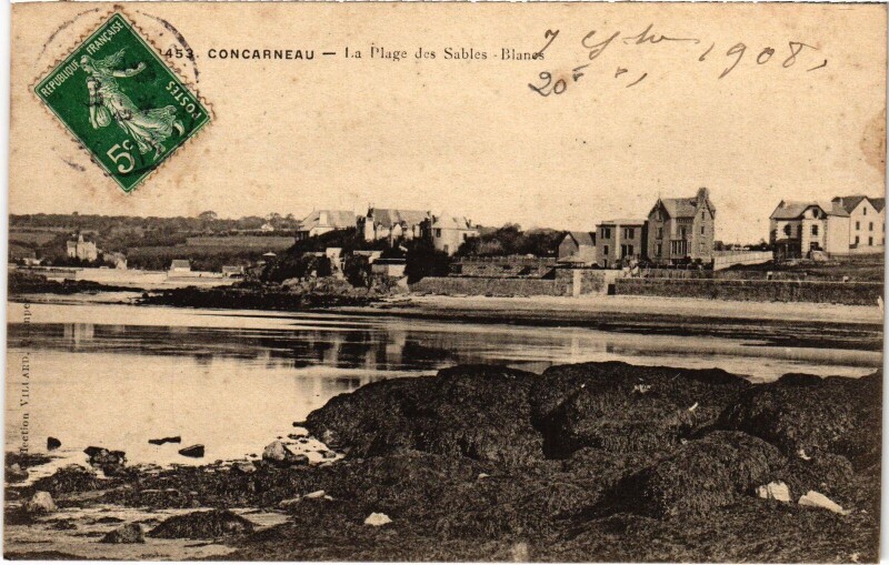 Carte postale ancienne Concarneau Plage des Sables Blancs à Concarneau