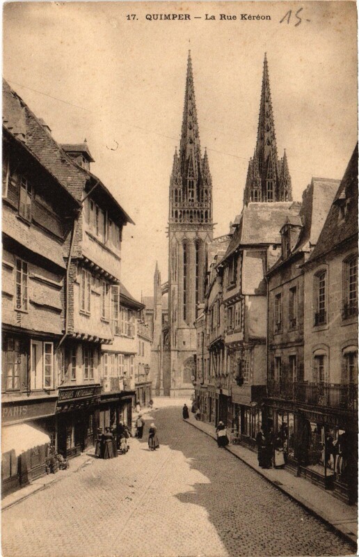 Carte postale ancienne Quimper Rue Kéréon à Quimper