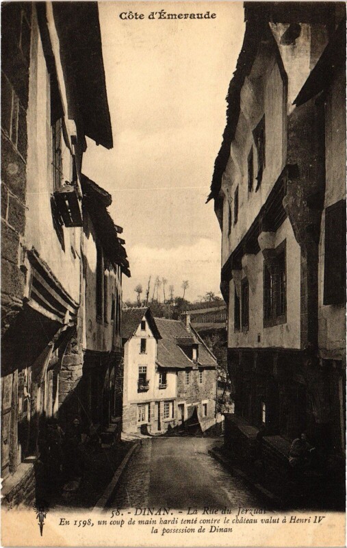 Carte postale ancienne Dinan Rue du Jerzual à Dinan
