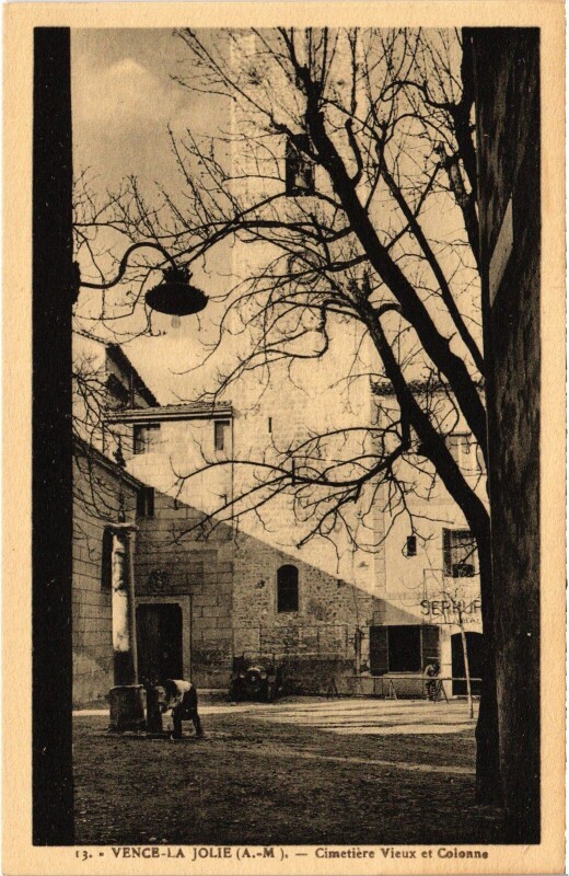 Carte postale ancienne Vence-la-Jolie Cimetiere Vieux et Colonne à Vence