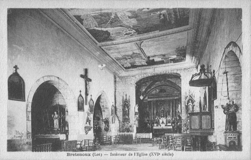 Carte postale ancienne Bretenoux (Lot) - Intérieur de l'Eglise (XVI° siècle) à Bretenoux
